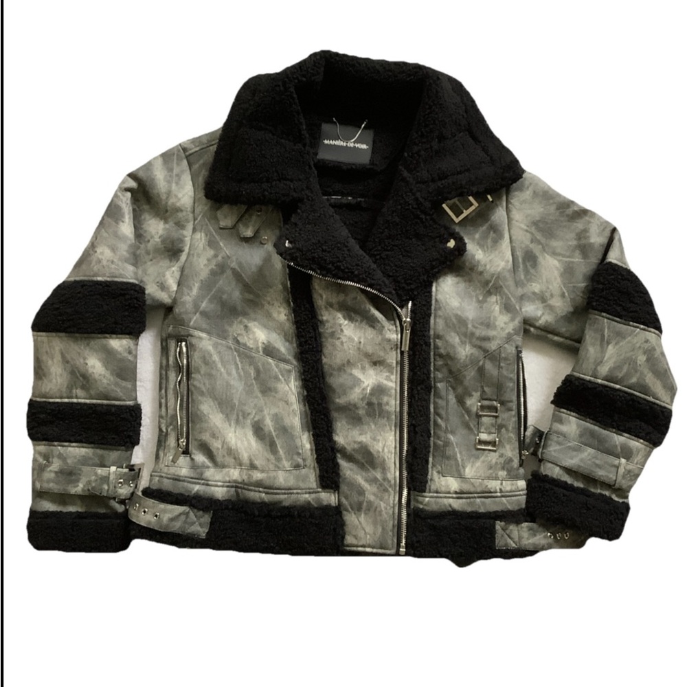 Maniere De Voir Black and Gray Leather Jackets